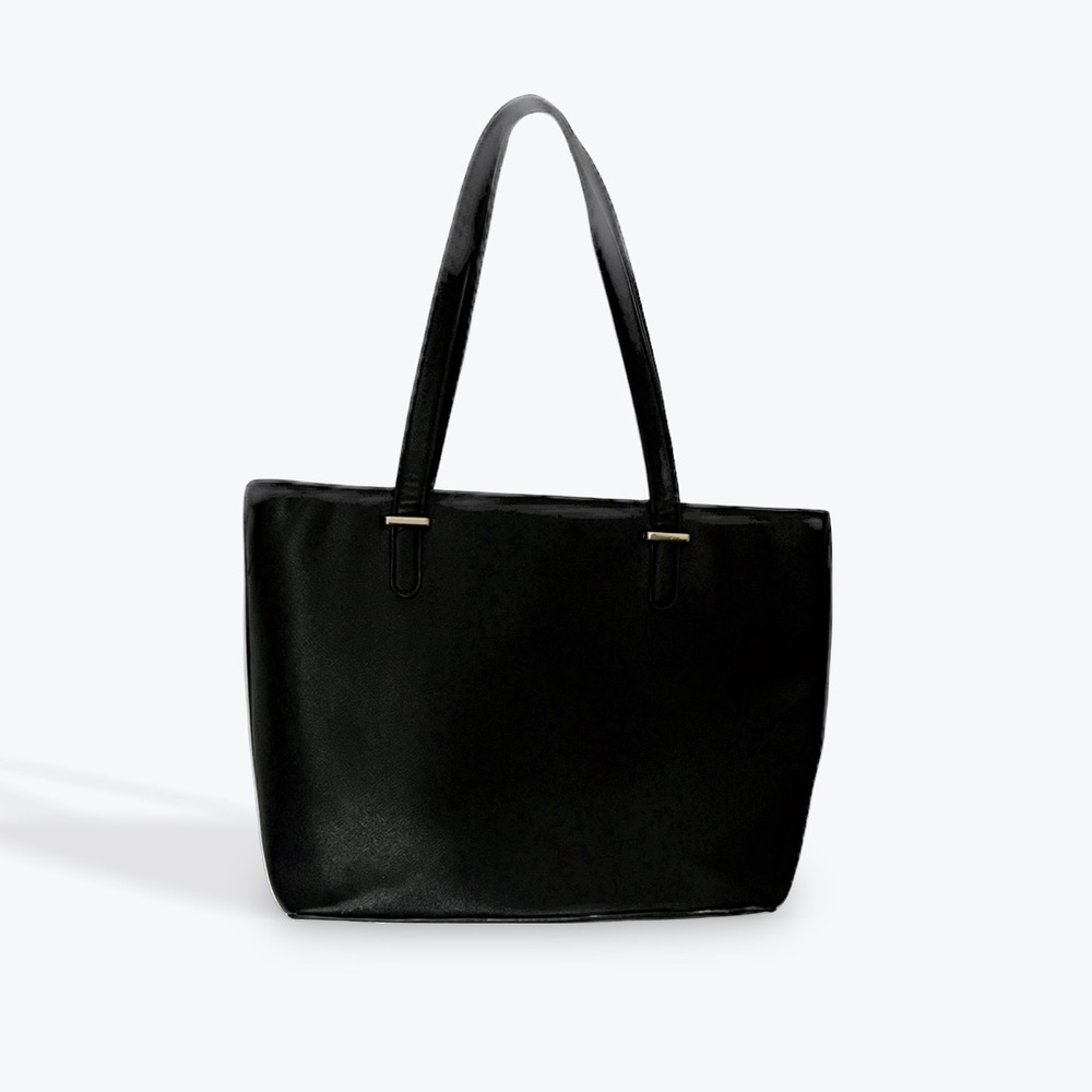 Black Faux leather tote purse bag
